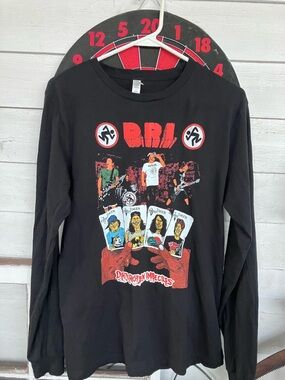 Bella Canvas Black DR4 Band Long-Sleeve Tee with Red and Multicolor Graphic